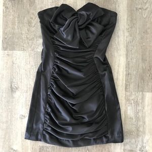 Black Satin Mini Dress, Strapless